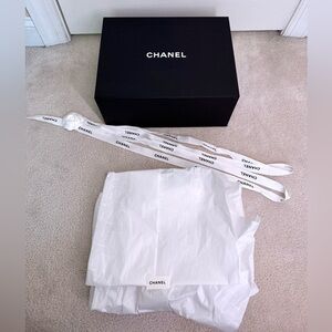 Chanel Empty Magnetic Box, Chanel Ribbon Camellia Flower, Chanel Tissue Paper